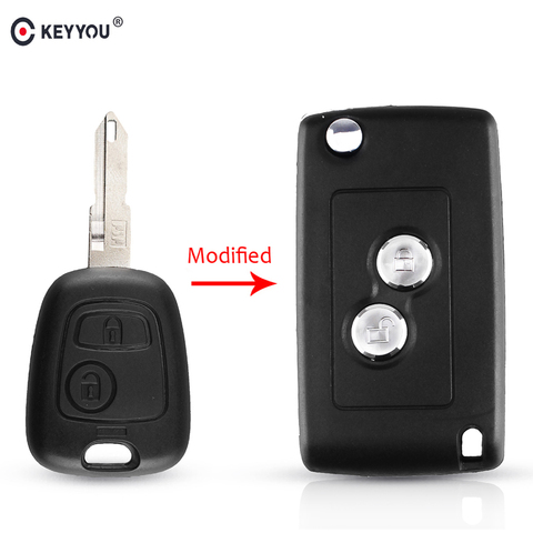 KEYYOU-coque pour clé télécommande à 2 boutons, pour Peugeot 206, 207, 306, 406, coque pour clé lame NE73, accessoires pour voiture modifiée ► Photo 1/6