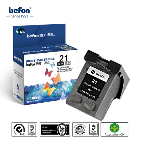 Befon – cartouche d'encre noire de remplacement, pour HP 21 22 HP21, pour Deskjet F2280 F4180 F4100 F2100 F2200 F300 F380 D2300, Compatible 21 ► Photo 1/6