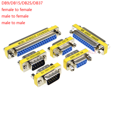 Connecteur femelle/mâle vers mâle, 2 pièces, DB9 DB15 DB25 DB37 9/15/25/37 broches, port de série RS232 com, Mini adaptateur changeur de genre ► Photo 1/6