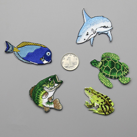 1 pièce brodé poisson tortue patchs pour vêtements fer sur bricolage patchs appliques autocollants vêtements coudre Badges Patchwork ► Photo 1/6