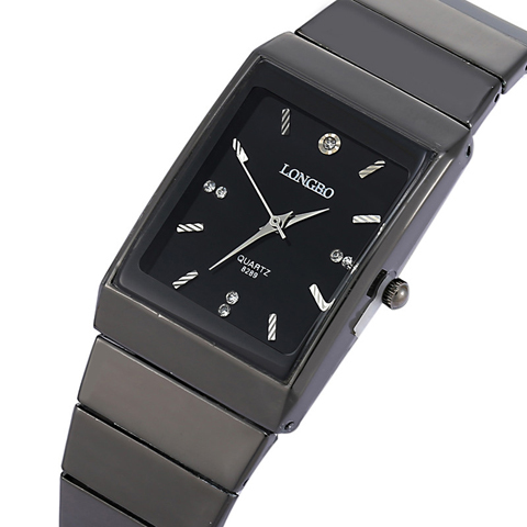 LONGBO-horloge rectangulaire à Quartz pour hommes, mouvement de montre-bracelet en acier inoxydable, entièrement noir, tendance japonaise ► Photo 1/6