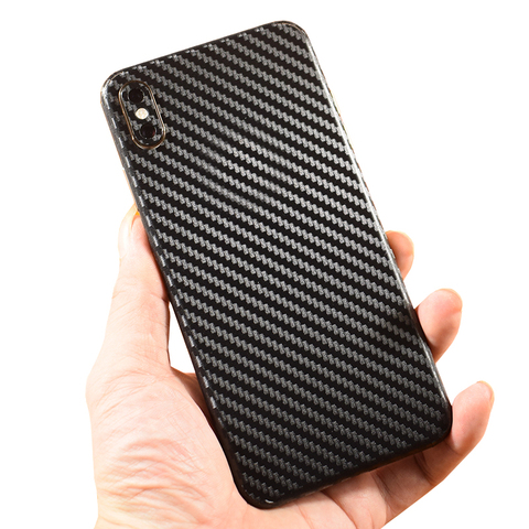 3D peau de Fiber de carbone Film enveloppe peau téléphone dos pâte autocollant pour iPhone XS MAX XR X 8 Plus 7 6 6S Plus autocollant arrière Transparent ► Photo 1/6