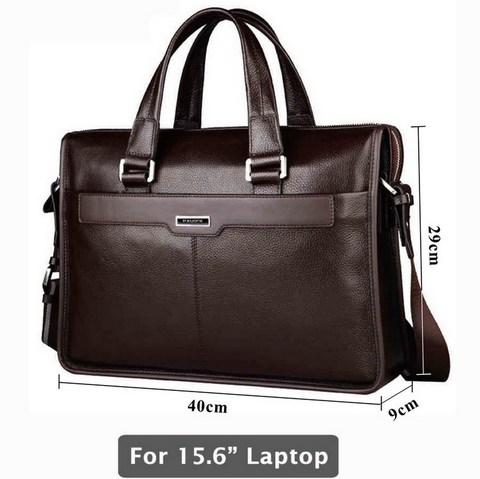 Porte-documents en cuir véritable, sac pour ordinateur portable de 15.6 pouces, pour ordinateur portable de 15.6 pouces ► Photo 1/1