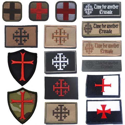 Brodé Patch Templiers Chevaliers Teutoniques Medic Croix Tactique Fixation Hook & Boucle Patch Emblème Militaire Moral Badges ► Photo 1/6
