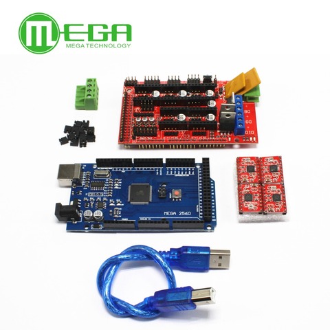 Mega 2560 R3 + 1 contrôleur RAMPS 1.4 + 4 modules de pilote Stepper A4988 pour kit d'imprimante 3D ► Photo 1/1
