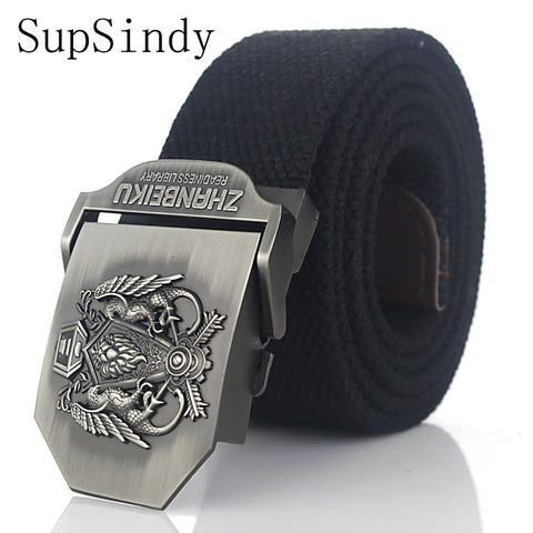 SupSindy ceinture en toile pour hommes | Boucle en alliage pour fans militaires, ceinture en toile tactique pour hommes, sangle pour femmes, vert armée ► Photo 1/6