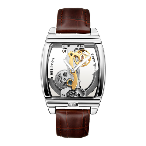 SHENHUA – montre-bracelet en cuir véritable pour hommes, marque de luxe, squelette Transparent, automatique, mécanique, horloge, 2022 ► Photo 1/1