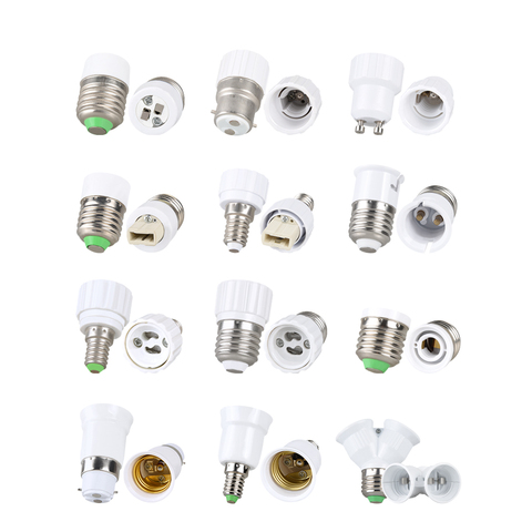 Base de lampe Led E14 à E27, convertisseur douille E27 à 2E27, adaptateur GU10 G9 B22 E27 E14 E12, matériau ignifuge ► Photo 1/6