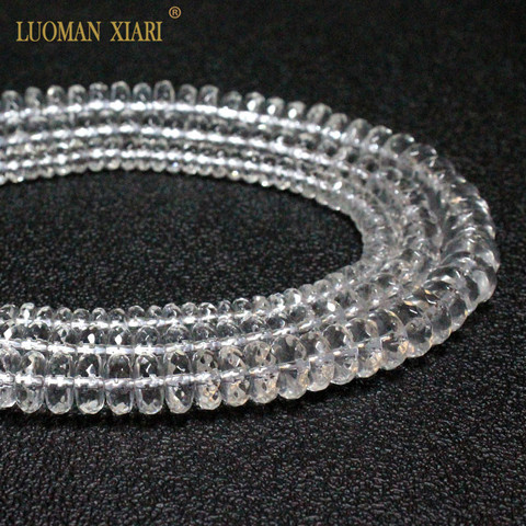 Perles en pierre en forme de roue en cristal blanc clair à facettes naturelles, pour la fabrication de bijoux, collier Bracelet à bricoler soi-même 4*6/5*8/6*9mm, vente en gros ► Photo 1/6