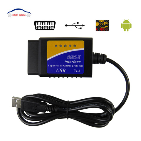 Scanner d'elm327 USB V1.5 OBD2 pour la voiture ELM 327 V 1.5 outils de Diagnostic automatique OBDII ELM-327 Interface diagnostique de lecteur de Code OBD 2 ► Photo 1/6