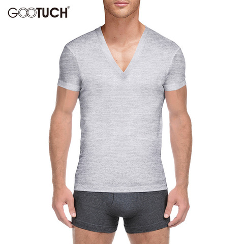 T-shirt manches courtes col en V pour homme, sous-vêtement en coton, confortable, grande taille, 2577 ► Photo 1/1