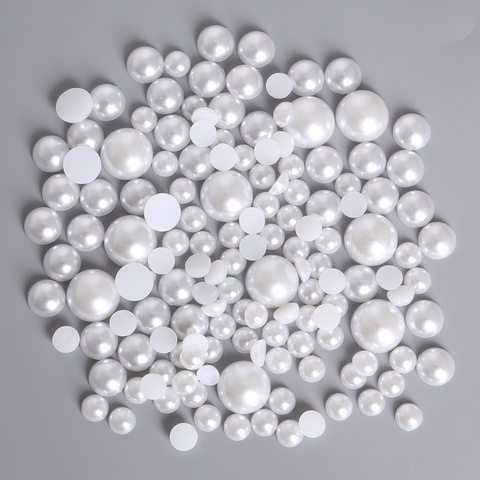 Perles semi-rondes Imitation acrylique, 12 tailles, 50 à 1000 pièces, pour Nail Art, décoration artisanale pour scrapbooking ► Photo 1/6
