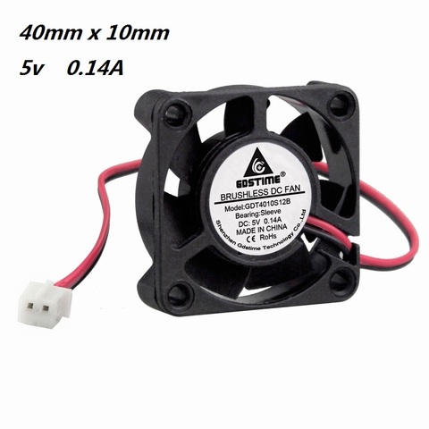 Gdstime 10 pièces 5 V 40x40x10mm Sans Balais DC mini Ventilateur De Refroidissement 40mm x 10mm Ordinateur Refroidisseur 2.0 2Pin Connecteur 2 Fils 4 cm ► Photo 1/1