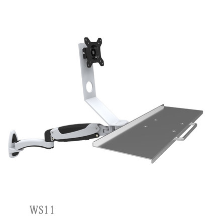 Support mural ergonomique pour moniteur LCD, bras à ressort à gaz en aluminium Sit-Stand15-27 pouces + support de clavier, support de mouvement complet ► Photo 1/6