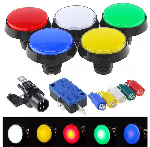 Lampe LED circulaire 5 couleurs, DC12V, 60MM, grand lecteur de jeux vidéo d'arcade, interrupteur à bouton-poussoir, livraison gratuite ► Photo 1/3