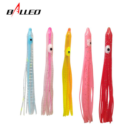 5 pièces/mélange couleur douce calmar jupe leurres de pêche Wobblers pour pêche gabarits tête Silicone pieuvre appâts fils jupes ► Photo 1/5