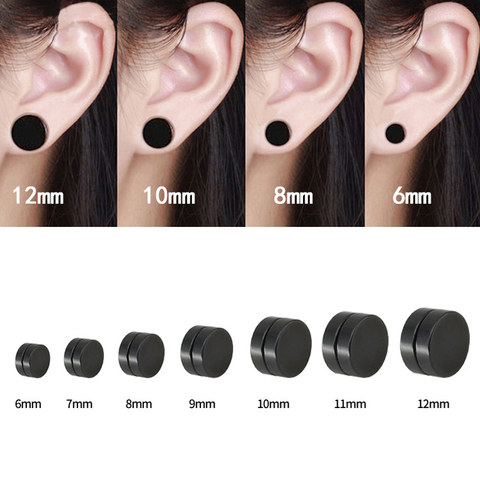 1 pièce hommes clous d'oreilles magnétiques coréen Hiphop Rock titane boucles d'oreilles Non percées femmes noir 8mm 10mm 12mm boucles d'oreilles Clips ► Photo 1/6