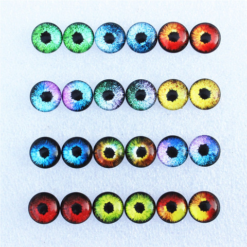 12mm aléatoire mixte Dragon yeux rond verre Cabochon Flatback Photo dôme bijoux bricolage accessoires plateau par paire 50 pcs/lot K06125 ► Photo 1/3