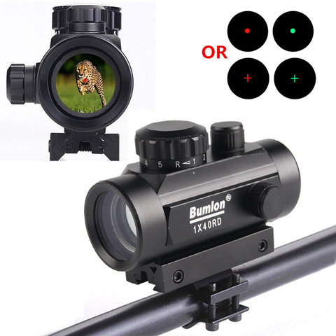 Bumlon tactique holographique 1x40 Softair point rouge vue Airsoft collimateur portée point vert lunette de visée chasse avec 11mm et 20mm monture ► Photo 1/6