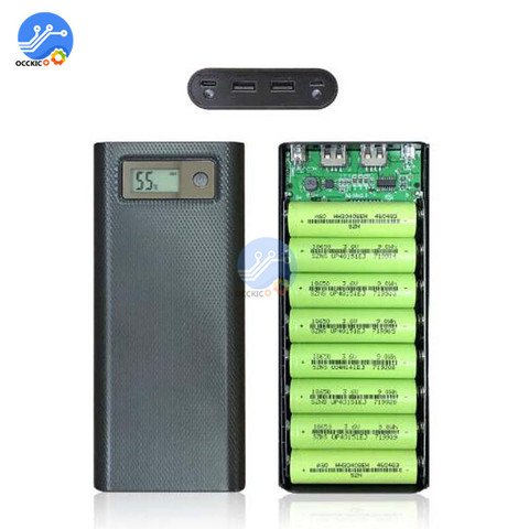 8x18650 batterie chargeur boîte batterie externe support boîtier double USB LCD affichage numérique 8*18650 batterie Shell stockage organiser bricolage ► Photo 1/5