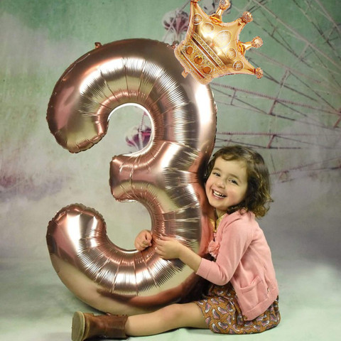 32 pouces nombre ballons en aluminium avec couronne numéro ballon 1 2 3 4 5 décorations de fête d'anniversaire enfants décorations de mariage ► Photo 1/6