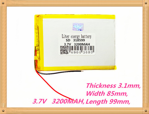 Capacité de la batterie 318599 pour tablette PC 7 pouces, 8 pouces, 9 pouces, 3085100 V, 3.7 ma, universelle, Li-ion ► Photo 1/1