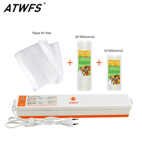 ATWFS-Machine à emballer sous-vide pour aliments, avec 15 sacs et rouleaux d'emballage sous-vide, 20cm x 500cm + 12cm x 500cm ► Photo 1/6
