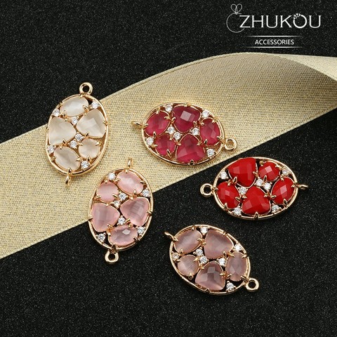 ZHUKOU-connecteurs en laiton zircon cubique 15*26mm, accessoires de bijoux à bricoler soi-même résultats, modèle: VS332 trou: 1.2mm ► Photo 1/6