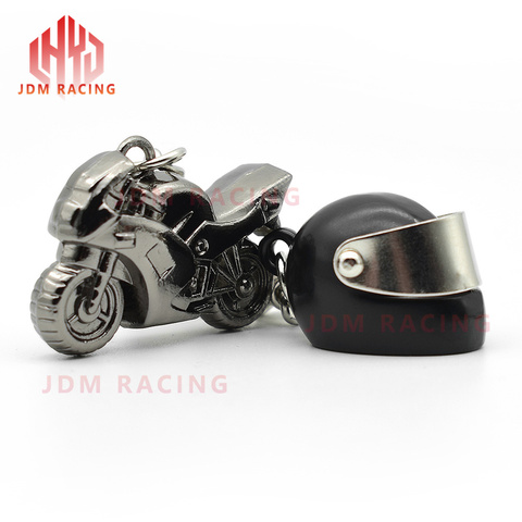 Porte-clés Mini moto et casque homme | Pendentif de moto Cool en alliage, porte-clés de voiture, porte-clés porte-clés porte-clés cadeau, Mini moto et casque, tendance ► Photo 1/6