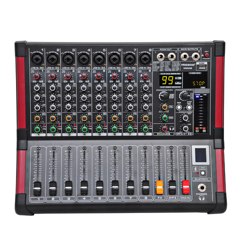 Freeboss MINI8 8 canaux (Mono) Console de mixage avec enregistrement Bluetooth 99 DSP effet fonction USB table de mixage Audio professionnelle ► Photo 1/6