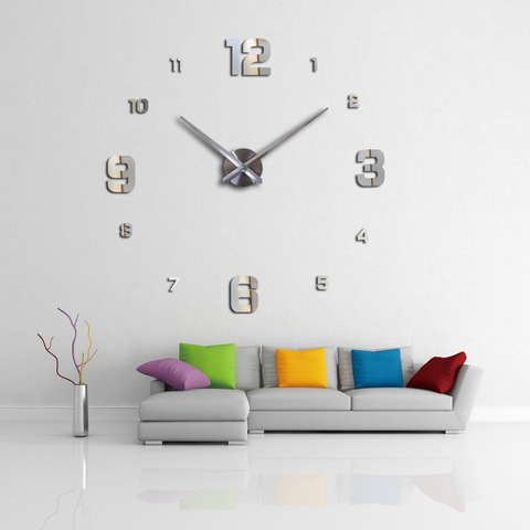 Horloge murale à miroirs en acrylique, grande montre à quartz en 3d, décoration de la maison, autocollants, nouvelle mode ► Photo 1/6