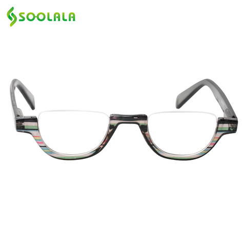 SOOLALA plat Top Semi-sans monture lunettes de lecture femmes hommes 2022 nouveau pas cher presbytie lunettes de lecture avec étui en cuir + 1.0 à 4.0 ► Photo 1/6