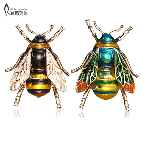 Rinhoo-broche abeille insecte pour femmes, bijoux pour enfants, couleur or jaune vert en émail, bijoux pour enfants ► Photo 1/6