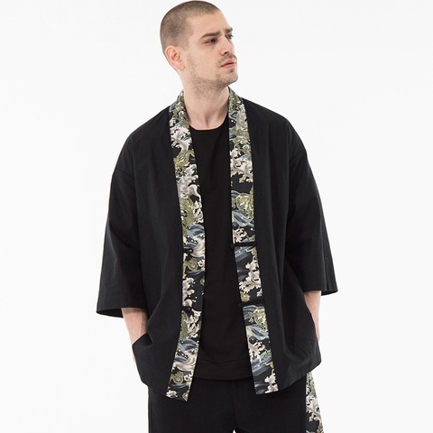Cardigan kimono japonais pour hommes haori yukata, vêtements de samouraï, veste kimono pour hommes, yukata haori KZ2022 ► Photo 1/6