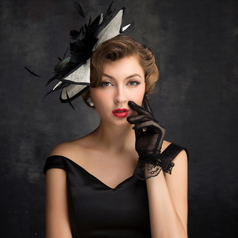 Femmes Chic Sinamay Fascinator chapeau Cocktail mariage fête église casque mode chapeaux formel plume cheveux accessoires ► Photo 1/1