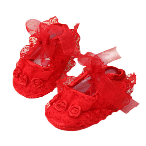 Chaussures pour bébés filles, chaussures pour premières promenades en dentelle, florales, pour nouveaux-nés, princesse, pour fêtes ► Photo 1/6