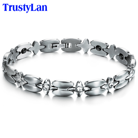 Trusttilan – Bracelet magnétique ajustable en acier inoxydable Bracelets pour Femme pour Femme, accessoire de mode pour la santé ► Photo 1/5