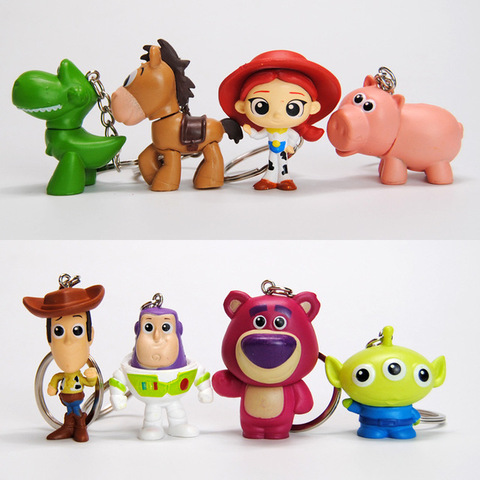 Porte-clés de film Toy Story 4 en PVC, figurine d'action mignonne, Jessie Woody Alien, jouets cadeaux pour enfants ► Photo 1/6