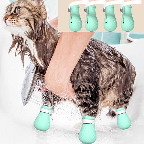 Protecteur réglable de pattes de chat | Pour le bain, chaussures anti-rayures en Silicone souple, fournitures de toilettage, couverture de patte de chat contrôle ► Photo 1/6