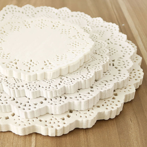 Napperons de Table en dentelle blanche, napperons décoratifs, tapis en papier, tailles assorties, 4 4.5 5.5 6.5 7.5 8.5 pouces, 100 pièces ► Photo 1/6