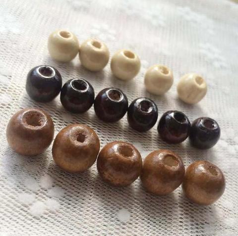 Perles rondes en bois naturel de 4, 6, 8, 10, 12MM, en bois blanc et brun, pour l'artisanat, fait à la main, accessoires bijoux à bricoler soi-même ► Photo 1/6