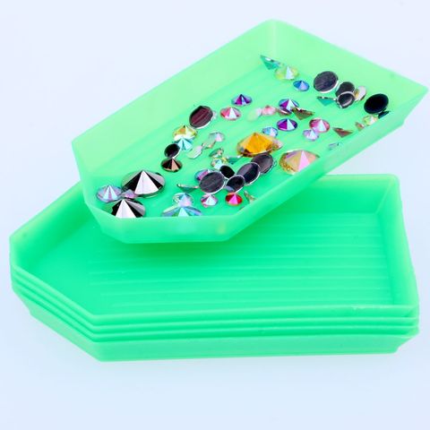 Plateau de strass en plastique, rond ou vert rectangulaire, outil plaque acrylique, étui de rangement Nail Art, bricolage plateau de strass, 5 pièces ► Photo 1/6