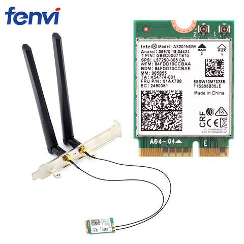 3000Mbps Bluetooth 5.0 sans fil AX201NGW Wifi Kit antenne de bureau pour NGFF/M.2 CNVIo2 Intel AX201 Wi-Fi6 carte réseau ► Photo 1/6