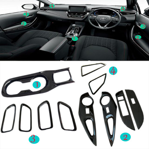 Intérieur intérieur paillettes, pour Toyota Corolla Sport Hatchback 2022 noir brillant, poignée lève-vitre, couvercle de climatisation, tasse RHD ► Photo 1/1