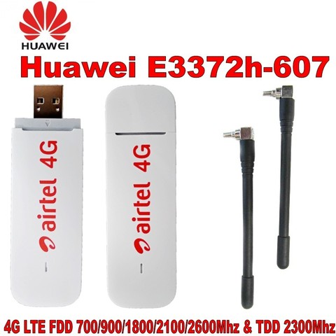 Huawei-Modem USB 4G débloqué E3372 E3372h-607, 150 mb/s, Dongle USB 4G, Datacard plus, avec 2 antennes ► Photo 1/6