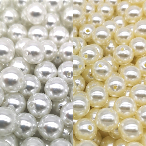 Perles rondes en ABS, forme bon marché, perles blanches, 4-12mm, fabrication à la main, accessoires de bijoux, vente en gros, Bracelet à bricoler soi-même ► Photo 1/4