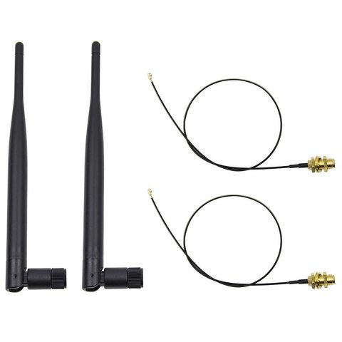 2 x 6dBi 2.4GHz 5GHz double bande antenne WiFi RP-SMA + 2x35cm U.fl / IPEX câble ► Photo 1/4