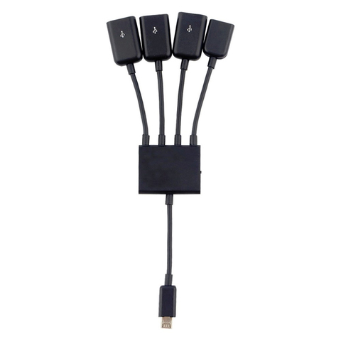 Câble d'alimentation Micro USB OTG, 4 ports, noir, pour tablette Android, Smartphone, disque U, accessoires de souris ► Photo 1/6