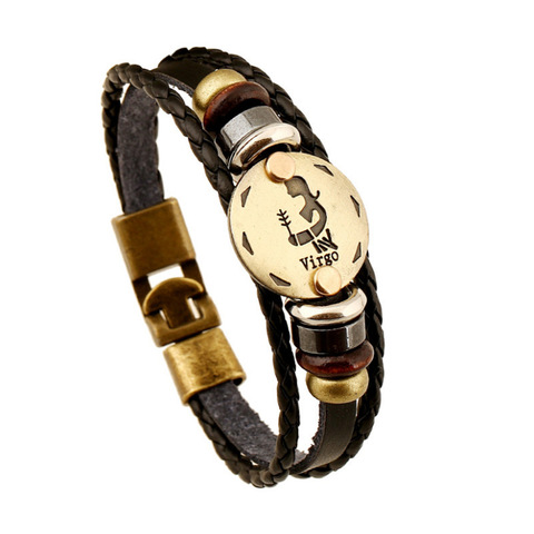 2022 nouveaux hommes punk signes du zodiaque bélier Leo Bracelet Constellations breloque hommes bracelets vierge poissons pendentif femmes cadeau dropshipping ► Photo 1/6