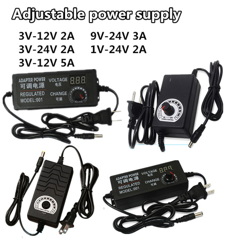 Adaptateur d'alimentation universel AC réglable vers DC 1V-24V 3V-12V 3V-24V 9V-24V écran d'affichage, tension régulée, alimentation régulée 2a a ► Photo 1/1